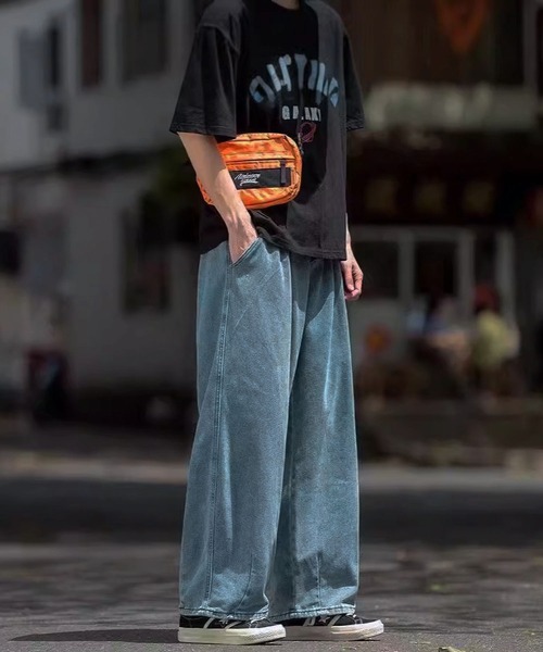 BLANC FICELLE（ブランフィセル）の「デニム　ワイドパンツ（デニムパンツ・メンズ・ブルー・M/L/XL/XX-LARGE）」の5枚目の写真