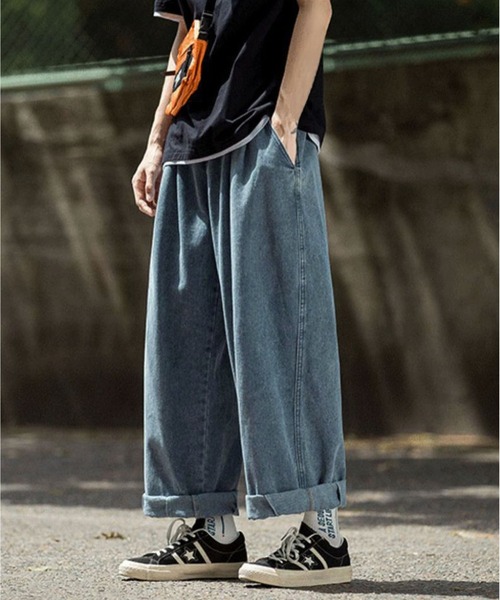 BLANC FICELLE（ブランフィセル）の「デニム　ワイドパンツ（デニムパンツ・メンズ・ブルー・M/L/XL/XX-LARGE）」の6枚目の写真