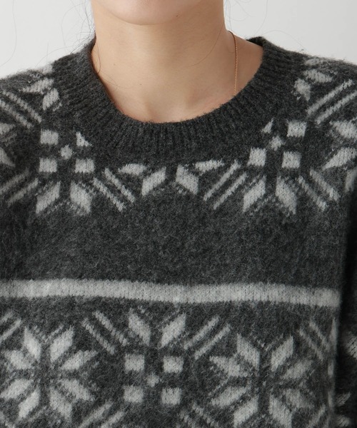 RAGEBLUE（レイジブルー）の「ノルディック柄/シャギールーズニット（ニット/セーター・レディース・グレー/オフホワイト/ライトベージュ・FREE）」の20枚目の写真