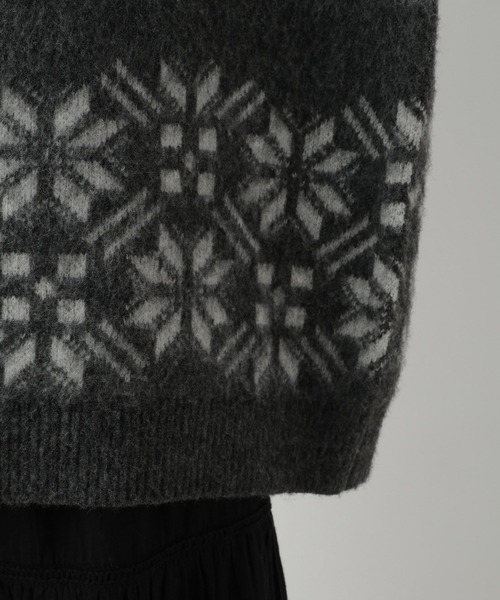 RAGEBLUE（レイジブルー）の「ノルディック柄/シャギールーズニット（ニット/セーター・レディース・グレー/オフホワイト/ライトベージュ・FREE）」の22枚目の写真