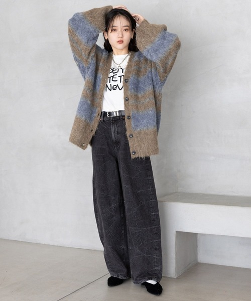 RAGEBLUE(レイジブルー)の「ワッシャー加工/バレルレッグデニム(デニムパンツ・レディース・ブラック/ブルー・SMALL/MEDIUM/LARGE)」の3枚目の写真