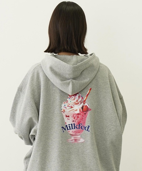 【新品】ミルクフェド × クリンク コラボパーカー スウェット フーディー セール】CHERRY PARFAIT AND SWEAT HOODIE（パーカー）｜MILKFED