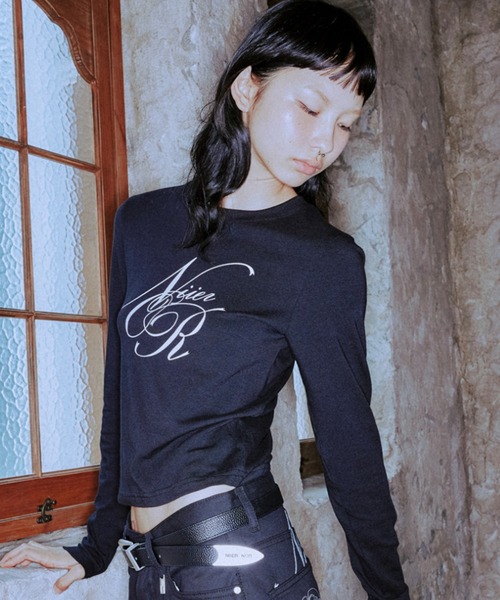 A'GEM/9 × .kom 『NIIER NOR/ニア ノア』 LETTERING L/S TEE/レタリング長袖カットソー（Tシャツ/カットソー）｜NIIER NOR（ニアノア）