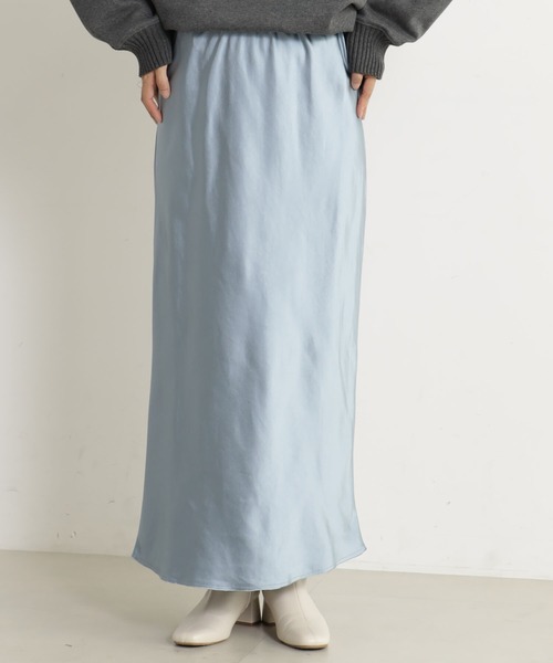 FOUND GOOD（ファウンドグッド）の「STRサテンフレアSK（スカート・レディース・アイボリー/ブラック/ブルー系2・L/M/S）」の3枚目の写真