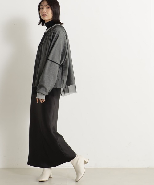 FOUND GOOD（ファウンドグッド）の「STRサテンフレアSK（スカート・レディース・アイボリー/ブラック/ブルー系2・L/M/S）」の7枚目の写真