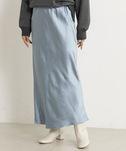 FOUND GOOD（ファウンドグッド）の「STRサテンフレアSK（スカート・レディース・アイボリー/ブラック/ブルー系2・L/M/S）」の13枚目の写真