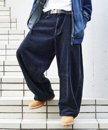 FREAK'S STORE | ワイドシルエット ブリーチ加工 カーブ コーデュロイパンツ(その他パンツ)