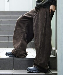 FREAK'S STORE | ワイドシルエット ブリーチ加工 カーブ コーデュロイパンツ(その他パンツ)