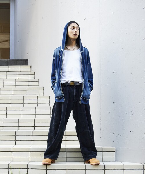 FREAK'S STORE(フリークスストア)の「ワイドシルエット ブリーチ加工 カーブ コーデュロイパンツ(その他パンツ・メンズ・ブラック/ネイビー/ブラウン/オリーブ・LARGE/MEDIUM)」の8枚目の写真