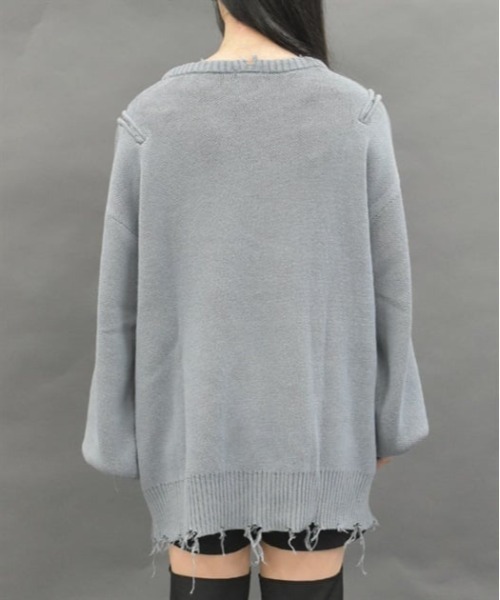 axes femme POETIQUE(アクシーズファムポエティック)の「バタフライダメージニットプルオーバー(ニット/セーター・レディース・パープル/グレー/ブラック・MEDIUM)」の8枚目の写真