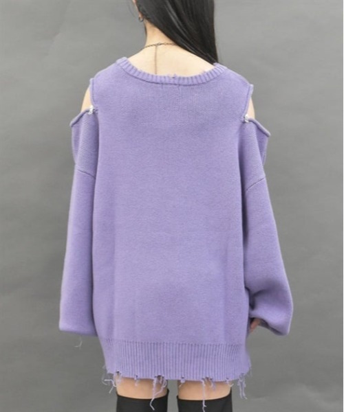 axes femme POETIQUE(アクシーズファムポエティック)の「バタフライダメージニットプルオーバー(ニット/セーター・レディース・パープル/グレー/ブラック・MEDIUM)」の10枚目の写真