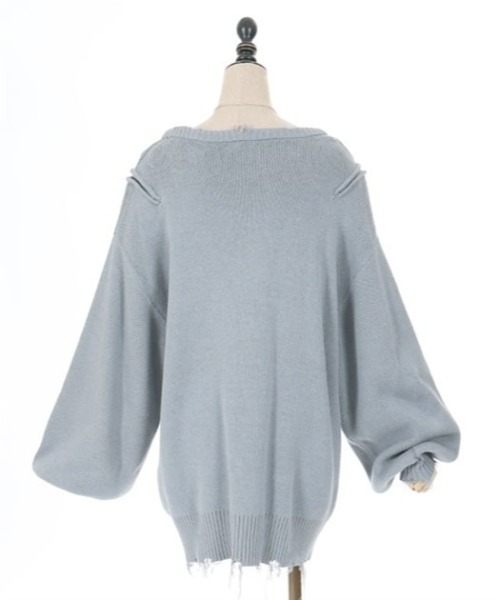 axes femme POETIQUE(アクシーズファムポエティック)の「バタフライダメージニットプルオーバー(ニット/セーター・レディース・パープル/グレー/ブラック・MEDIUM)」の16枚目の写真