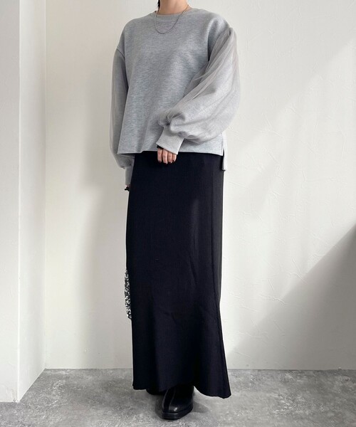 fredy emue(フレディエミュ)の「ジャガードカットソー袖チュールプルオーバー(Tシャツ/カットソー・レディース・ブラック/アイボリー/グレー・38)」の12枚目の写真