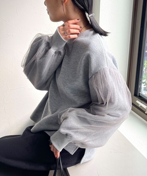 fredy emue(フレディエミュ)の「ジャガードカットソー袖チュールプルオーバー(Tシャツ/カットソー・レディース・ブラック/アイボリー/グレー・38)」の19枚目の写真