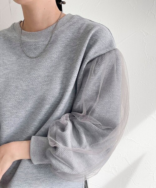 fredy emue(フレディエミュ)の「ジャガードカットソー袖チュールプルオーバー(Tシャツ/カットソー・レディース・ブラック/アイボリー/グレー・38)」の22枚目の写真