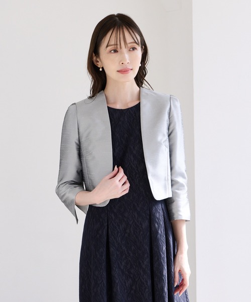 AIMER（エメ）の「ノーカラーシャンブレーシャンタンジャケット（ノーカラージャケット・レディース・ネイビー/ライトグレー/ベージュ・MEDIUM/LARGE）」の10枚目の写真