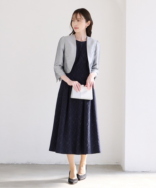 AIMER（エメ）の「ノーカラーシャンブレーシャンタンジャケット（ノーカラージャケット・レディース・ネイビー/ライトグレー/ベージュ・MEDIUM/LARGE）」の13枚目の写真