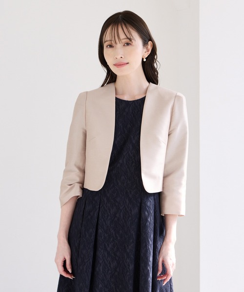 AIMER（エメ）の「ノーカラーシャンブレーシャンタンジャケット（ノーカラージャケット・レディース・ネイビー/ライトグレー/ベージュ・MEDIUM/LARGE）」の4枚目の写真