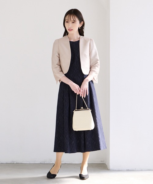 AIMER（エメ）の「ノーカラーシャンブレーシャンタンジャケット（ノーカラージャケット・レディース・ネイビー/ライトグレー/ベージュ・MEDIUM/LARGE）」の5枚目の写真