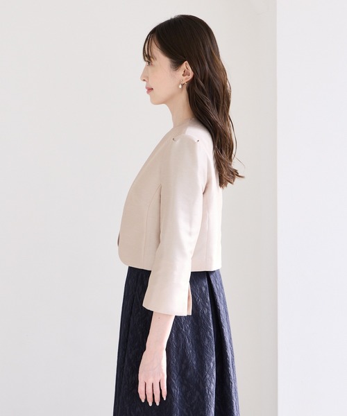 AIMER（エメ）の「ノーカラーシャンブレーシャンタンジャケット（ノーカラージャケット・レディース・ネイビー/ライトグレー/ベージュ・MEDIUM/LARGE）」の15枚目の写真