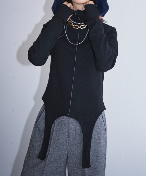 MIDVEIN(ミッドヴェイン)の「lame rib tops(Tシャツ/カットソー・レディース・ブラック/アイボリー/グレイッシュベージュ・FREE)」の14枚目の写真