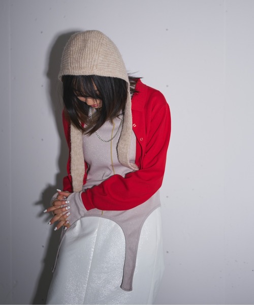 MIDVEIN(ミッドヴェイン)の「lame rib tops(Tシャツ/カットソー・レディース・ブラック/アイボリー/グレイッシュベージュ・FREE)」の10枚目の写真