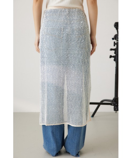 crie conforto（クリーコンフォルト）の「スパンコールラップスカート（スカート・レディース・アイボリー/ブラック・FREE）」の18枚目の写真