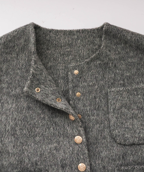 Lajour（ラジュール）の「日本製ノーカラージャケット（ダウンジャケット/コート・レディース・グレー/ベージュ/ホワイト・S/M）」の22枚目の写真