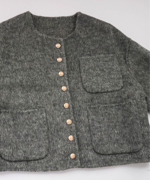 Lajour（ラジュール）の「日本製ノーカラージャケット（ダウンジャケット/コート・レディース・グレー/ベージュ/ホワイト・S/M）」の18枚目の写真