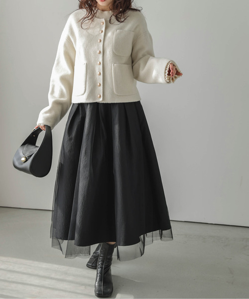 Lajour（ラジュール）の「日本製ノーカラージャケット（ダウンジャケット/コート・レディース・グレー/ベージュ/ホワイト・S/M）」の8枚目の写真