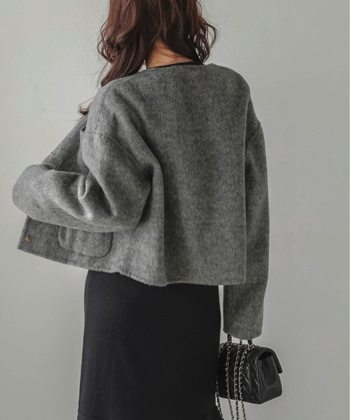 セール】日本製ノーカラージャケット（ダウンジャケット/コート