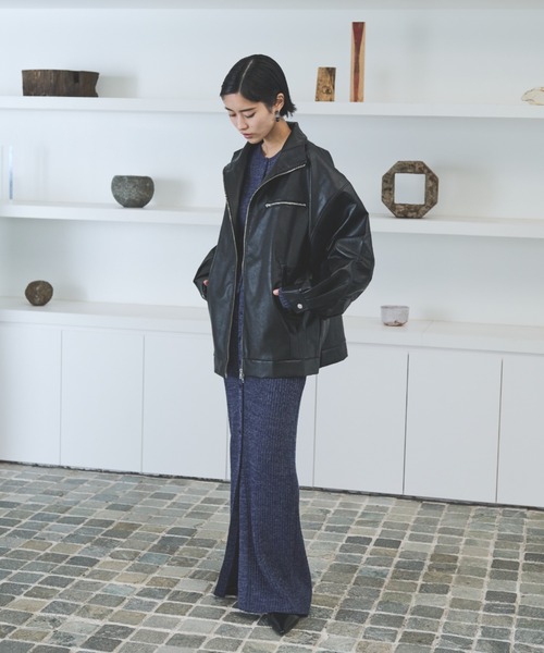 セール】レザータッチスタンドカラーブルゾン（ブルゾン）｜AIC