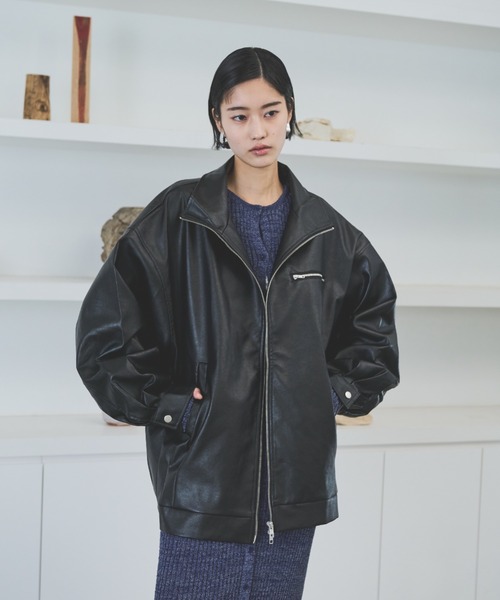 セール】レザータッチスタンドカラーブルゾン（ブルゾン）｜AIC