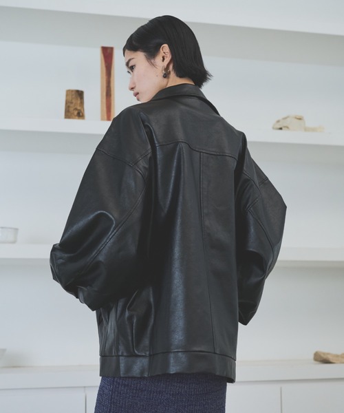 セール】レザータッチスタンドカラーブルゾン（ブルゾン）｜AIC