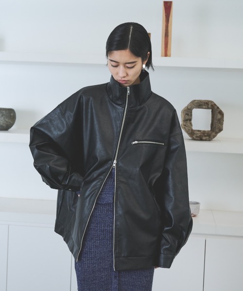 セール】レザータッチスタンドカラーブルゾン（ブルゾン）｜AIC