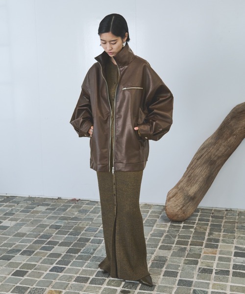 セール】レザータッチスタンドカラーブルゾン（ブルゾン）｜AIC