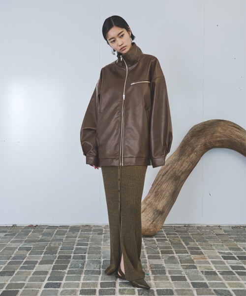 セール】レザータッチスタンドカラーブルゾン（ブルゾン）｜AIC