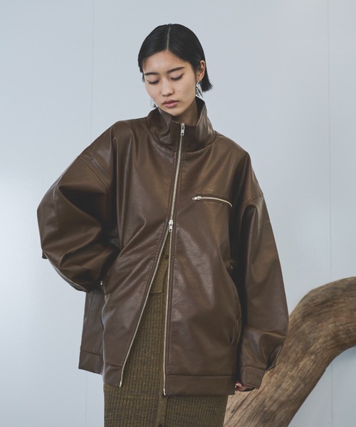 セール】レザータッチスタンドカラーブルゾン（ブルゾン）｜AIC