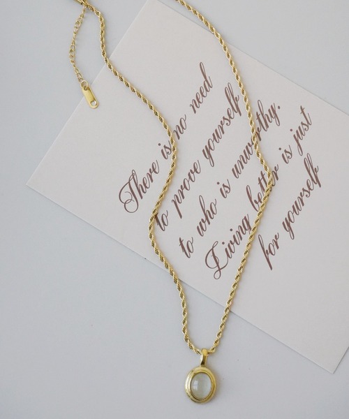 Port（ポート）の「【 Port / ポート 】 ゴールド ポイント ストーン ネックレス_（ネックレス・レディース・ブラック/ホワイト・FREE）」の9枚目の写真