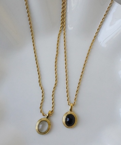 Port（ポート）の「【 Port / ポート 】 ゴールド ポイント ストーン ネックレス_（ネックレス・レディース・ブラック/ホワイト・FREE）」の10枚目の写真