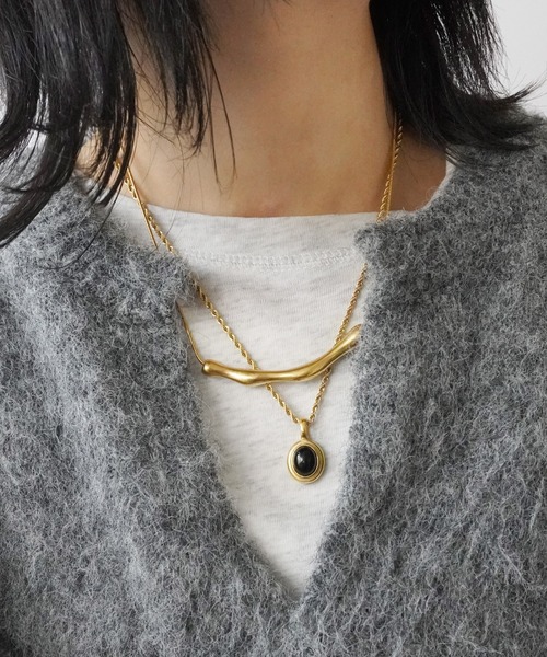 Port（ポート）の「【 Port / ポート 】 ゴールド ポイント ストーン ネックレス_（ネックレス・レディース・ブラック/ホワイト・FREE）」の11枚目の写真