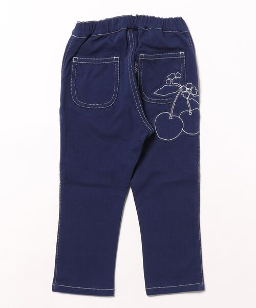 HAKKA KIDS(ハッカキッズ)の「さくらんぼアップリケのびのびストレッチカットツイルテーパードパンツ(チノパンツ・キッズ・ライトグリーン/ピンク/ネイビー・100cm/110cm/120cm/130cm)」の1枚目の写真
