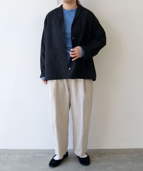AMBIDEX Store ○高密度コットンリネン バックゴムパンツ(M クロ