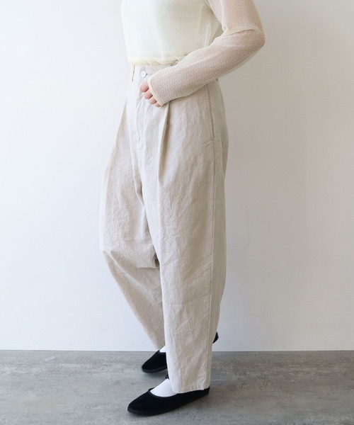 yuni★今季タグ付き新品　高密度コットンリネン　バックゴムパンツ yuni パンツ 高密度コットンリネン バックゴムパンツ レディース