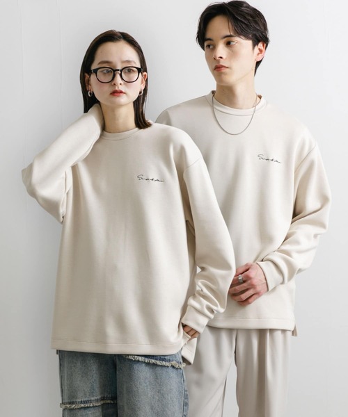 SENSE OF PLACE by URBAN RESEARCH（センスオブプレイスバイアーバンリサーチ）の「『ユニセックス』シシュウダンボールポンチロングスリーブTシャツ（Tシャツ/カットソー・メンズ・ブルー系その他/ネイビー/ホワイト/ホワイト系その他/ブラック/ライトベージュ/チャコールグレー/ブルー・MEDIUM/LARGE）」の5枚目の写真