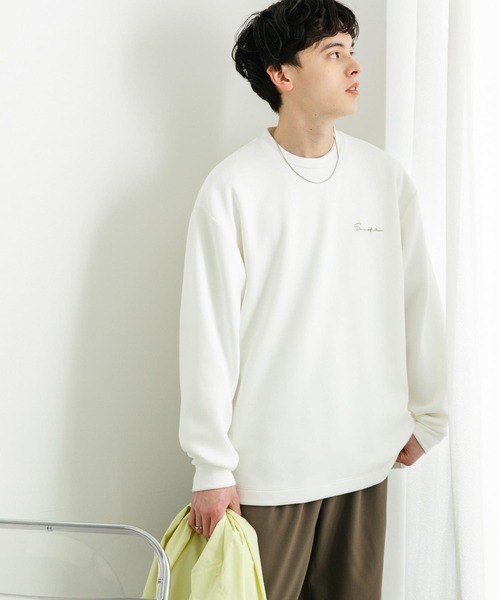 SENSE OF PLACE by URBAN RESEARCH（センスオブプレイスバイアーバンリサーチ）の「『ユニセックス』シシュウダンボールポンチロングスリーブTシャツ（Tシャツ/カットソー・メンズ・ブルー系その他/ネイビー/ホワイト/ホワイト系その他/ブラック/ライトベージュ/チャコールグレー/ブルー・MEDIUM/LARGE）」の3枚目の写真