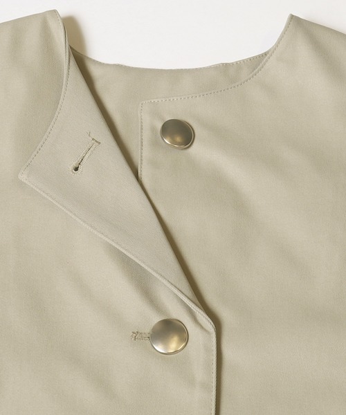 coca(coca)(コカ)の「Aラインジャケット(ノーカラーコート・レディース・ネイビー/ベージュ・L/M)」の9枚目の写真