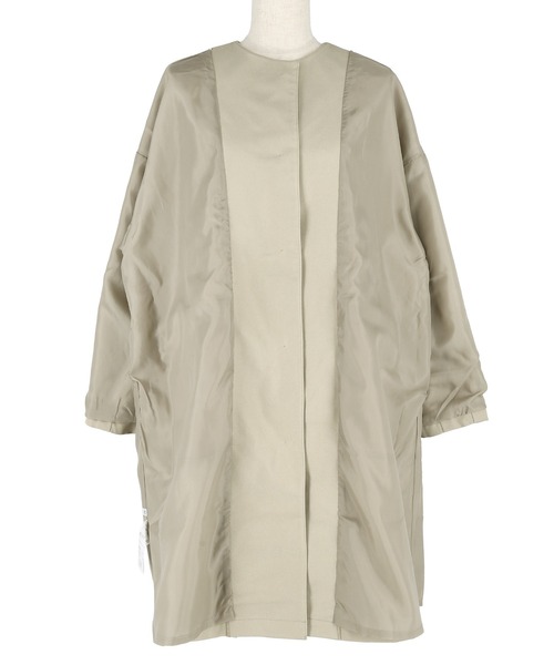 coca(coca)(コカ)の「Aラインジャケット(ノーカラーコート・レディース・ネイビー/ベージュ・L/M)」の12枚目の写真