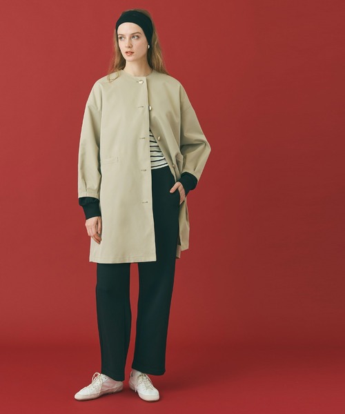 coca(coca)(コカ)の「Aラインジャケット(ノーカラーコート・レディース・ネイビー/ベージュ・L/M)」の15枚目の写真