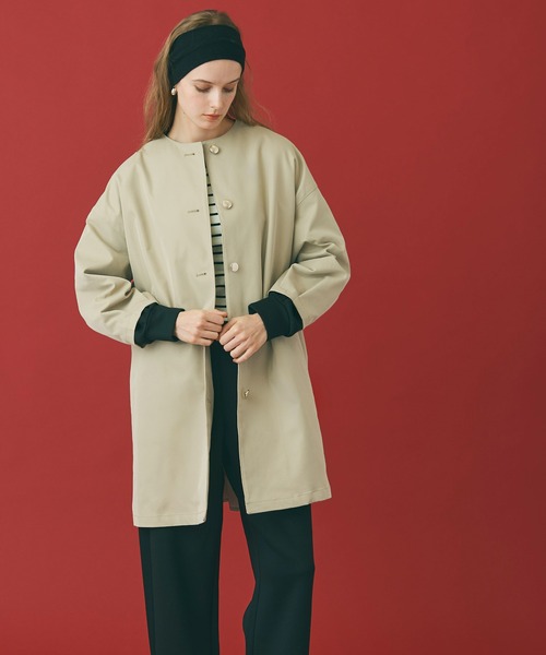 coca(coca)(コカ)の「Aラインジャケット(ノーカラーコート・レディース・ネイビー/ベージュ・L/M)」の17枚目の写真